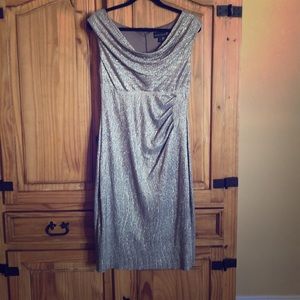 Gorgeous knee length silver metallic dress